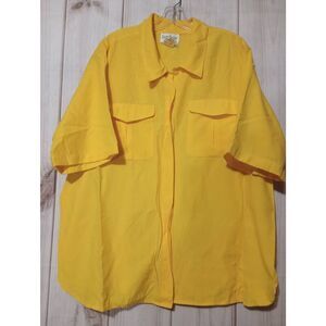 Grove Avenue Shirt Ladies 22 Yellow Semi Sheer Button Front